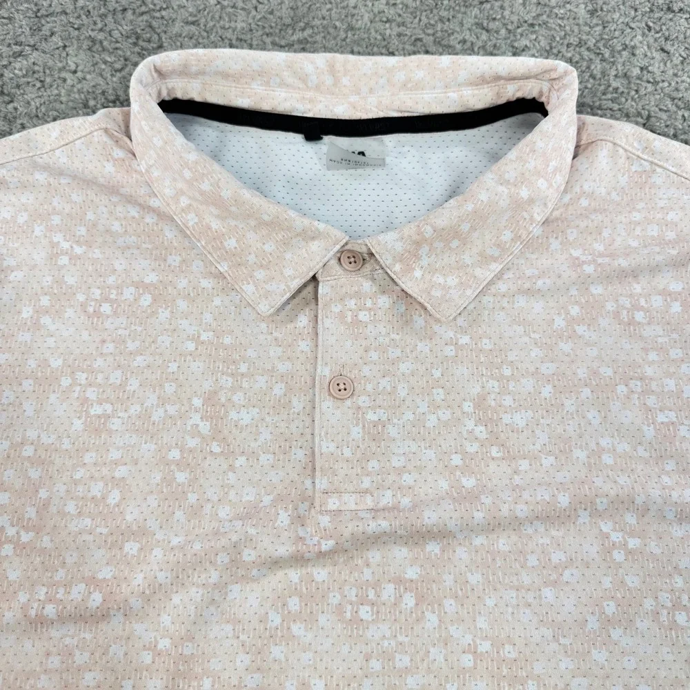 VRST Mens XXL Performance‎ Polo Shirt Short Sleeve Geometric Peach Pink Golf
